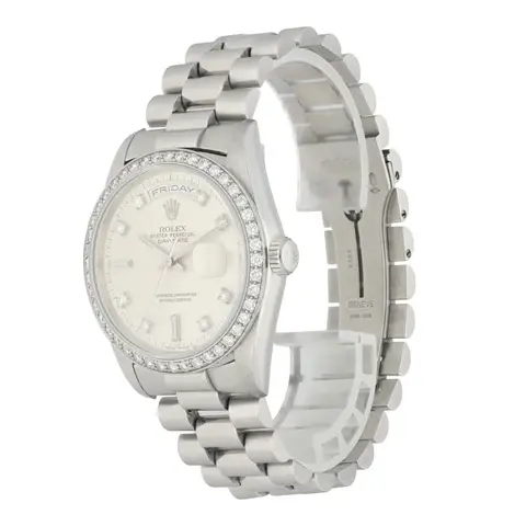 Rolex Day-Date President 18346 Platinum Diamond Mens Watch