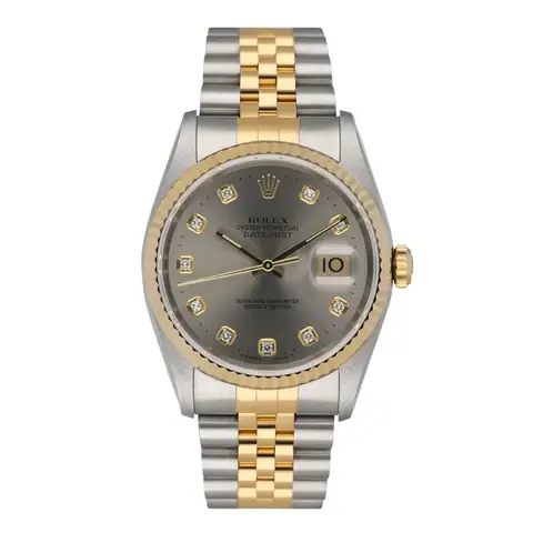 Rolex Datejust 16233 Diamond Silver Dial Mens Watch