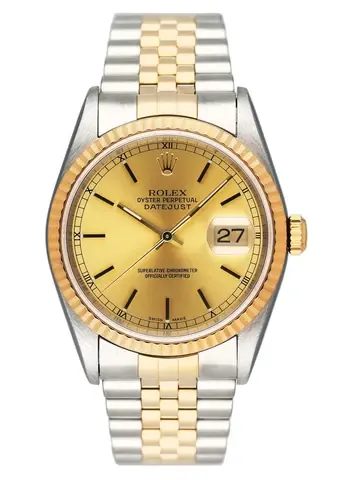 Rolex Datejust 16233 Champagne Dial Mens Watch Box Papers