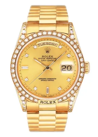 Rolex Day Date 18388 Diamond Dial 18K Yellow Gold Mens Watch