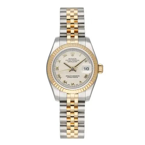 Rolex Datejust 179173 Ivory Pyramid Dial Ladies Watch Box Papers