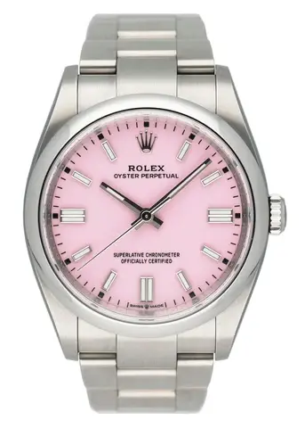 Rolex Oyster Perpetual 126000 Pink Dial Watch Box Papers