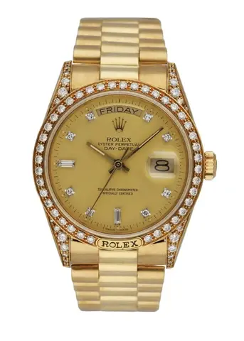 Rolex Day Date 18138 18K Yellow Gold Factory Diamond Dial Men's Watch
