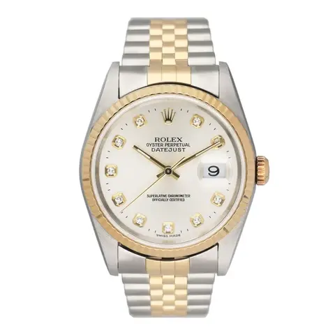 Rolex Datejust 16233 Diamond Silver Dial Mens Watch