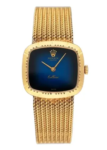 Rolex Cellini Blue Dial 18K Yellow Gold Ladies Watch