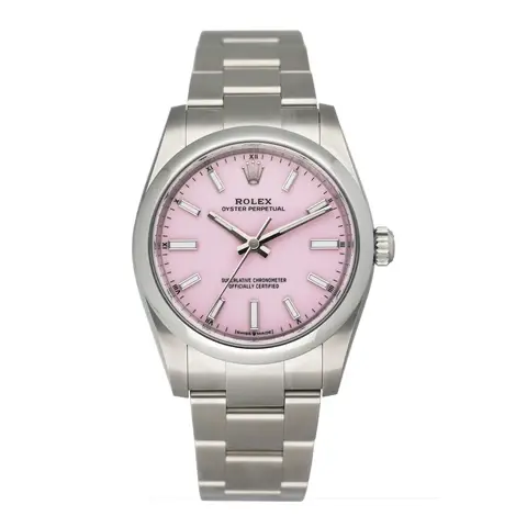 Rolex Oyster Perpetual 124200 Midsize Candy Pink Dial Ladies Watch Box Papers