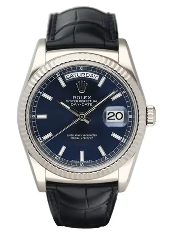 Rolex Day Date 118139 Blue 18K White Gold Mens Watch Box Papers