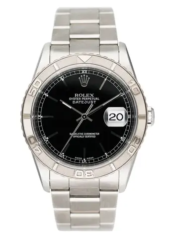 Rolex Oyster Datejust Turn-O-Graph 16264 Black Dial Mens Watch