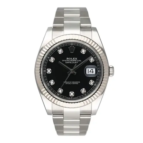Rolex Datejust 41 126334 Diamond Black Dial Steel Mens Watch Box Papers