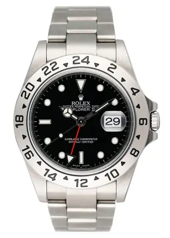 Rolex Explorer II 16570 Black Dial Engraved Mens Watch
