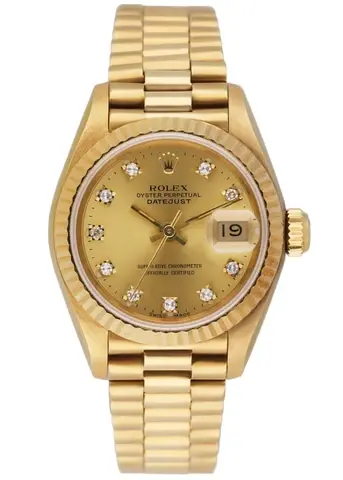 Rolex Datejust 69178 18K Yellow Gold Diamond Dial Ladies Watch With Papers