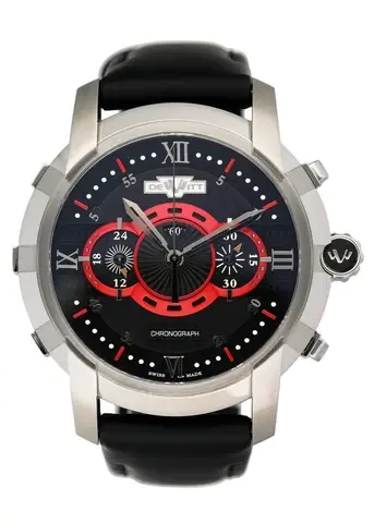 Dewitt Academia FTV.CHR.005.RFB Black & Red Dial Mens Watch Box Papers