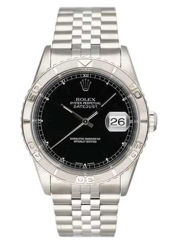 Rolex Oyster Datejust Turn-O-Graph 16264 Black Dial Mens Watch