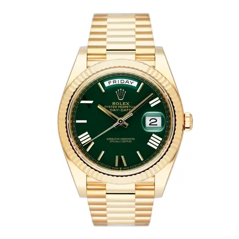Rolex Day-Date 228238 Green Dial 18K Yellow Gold Mens Watch Box Papers