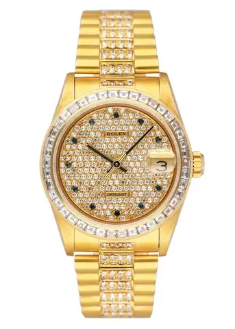 Rolex Datejust 68058 Pave Diamond Dial Ladies Watch Box Papers