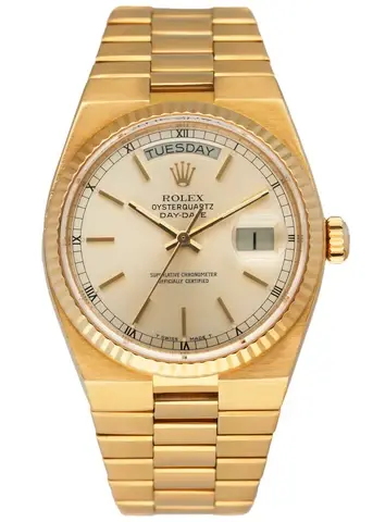 Rolex Day Date Oysterquartz 19018 18K Yellow Gold Mens Watch