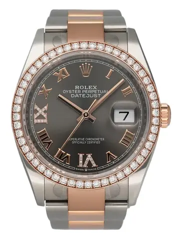 Rolex Datejust 126281RBR Diamond Two-Tone 18K Rose Gold Watch Box Papers