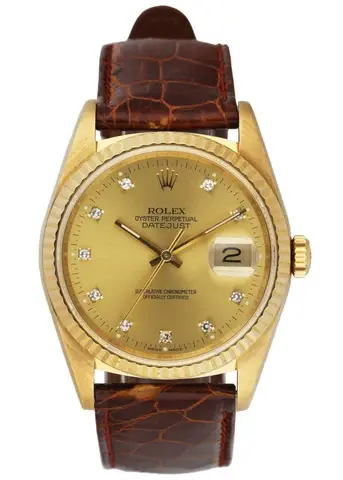 Rolex Datejust 16238 18k Yellow Gold Diamond Mens Watch