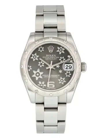 Rolex Datejust 178344 Diamond Bezel Rhodium Dial Midsize Ladies Watch