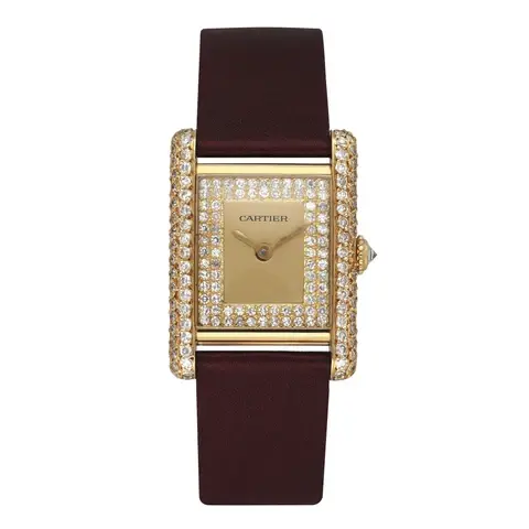 Cartier Tank Louis Paris Diamond 18K Yellow Gold Ladies Watch