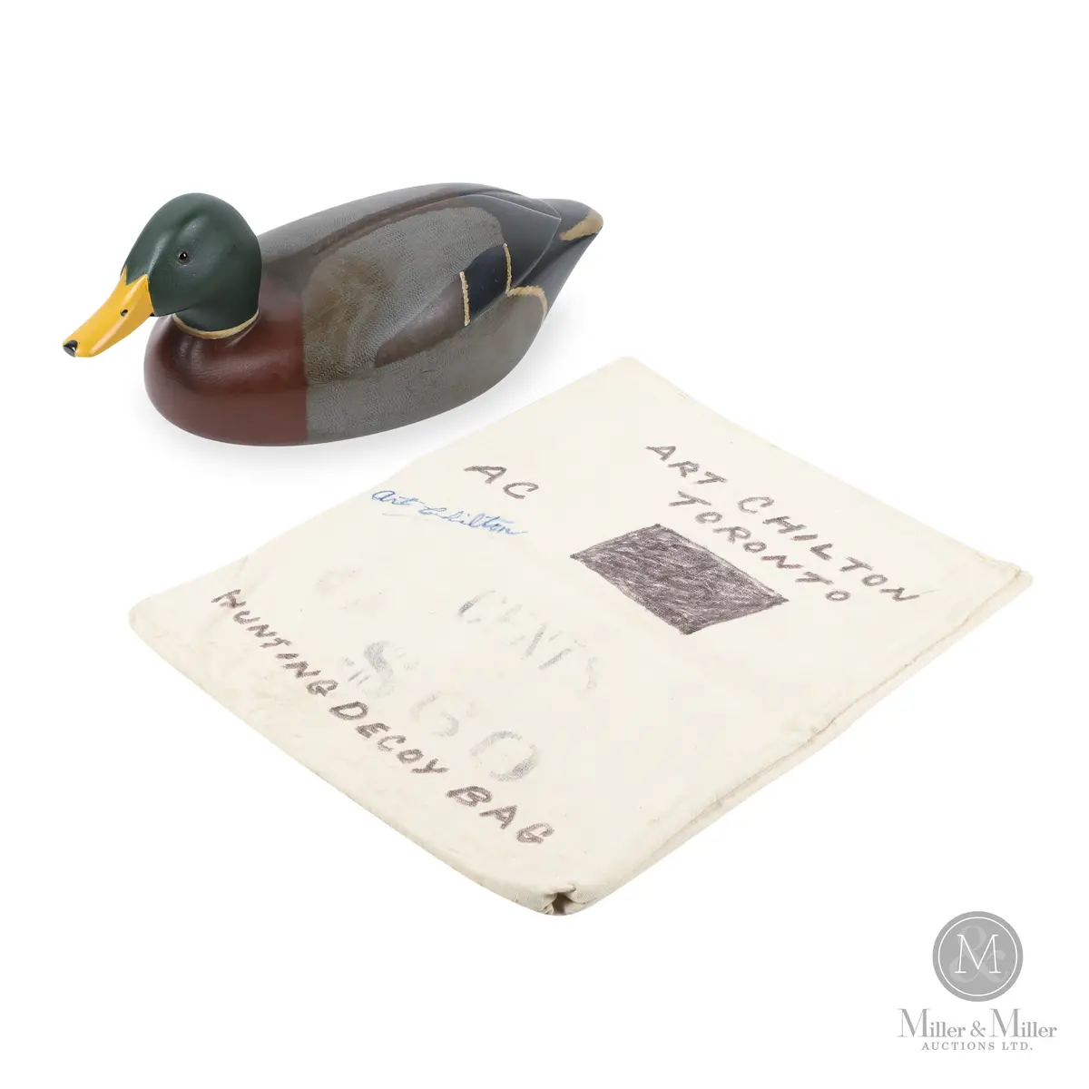 Art Chilton Mallard Drake Decoy With Bag