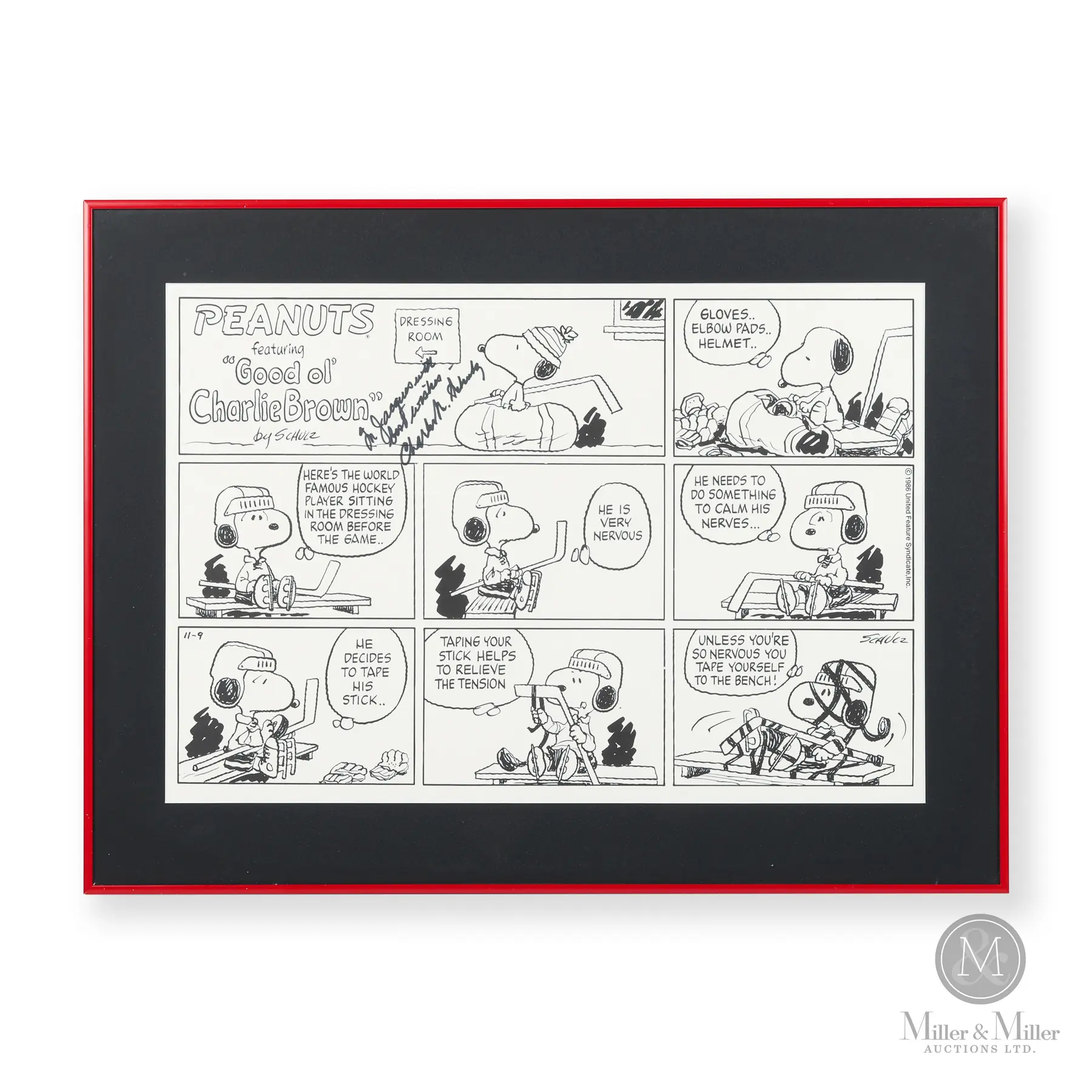 1986 Peanuts Comic Signed by Charles Schulz to Jacques Demers