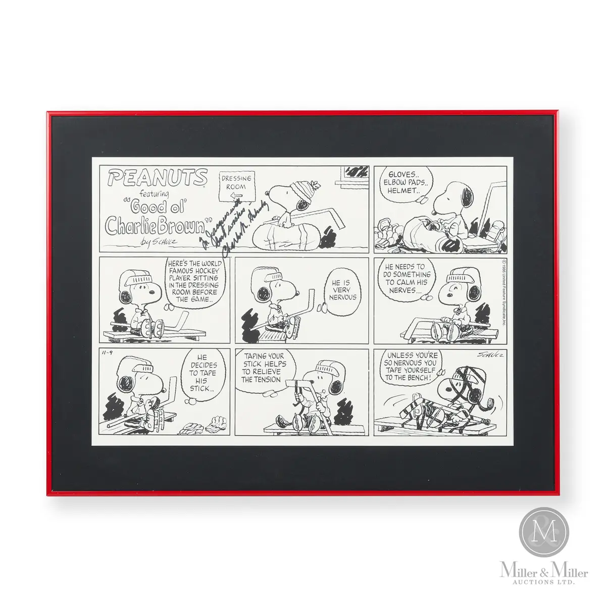 1986 Peanuts Comic Signed by Charles Schulz to Jacques Demers