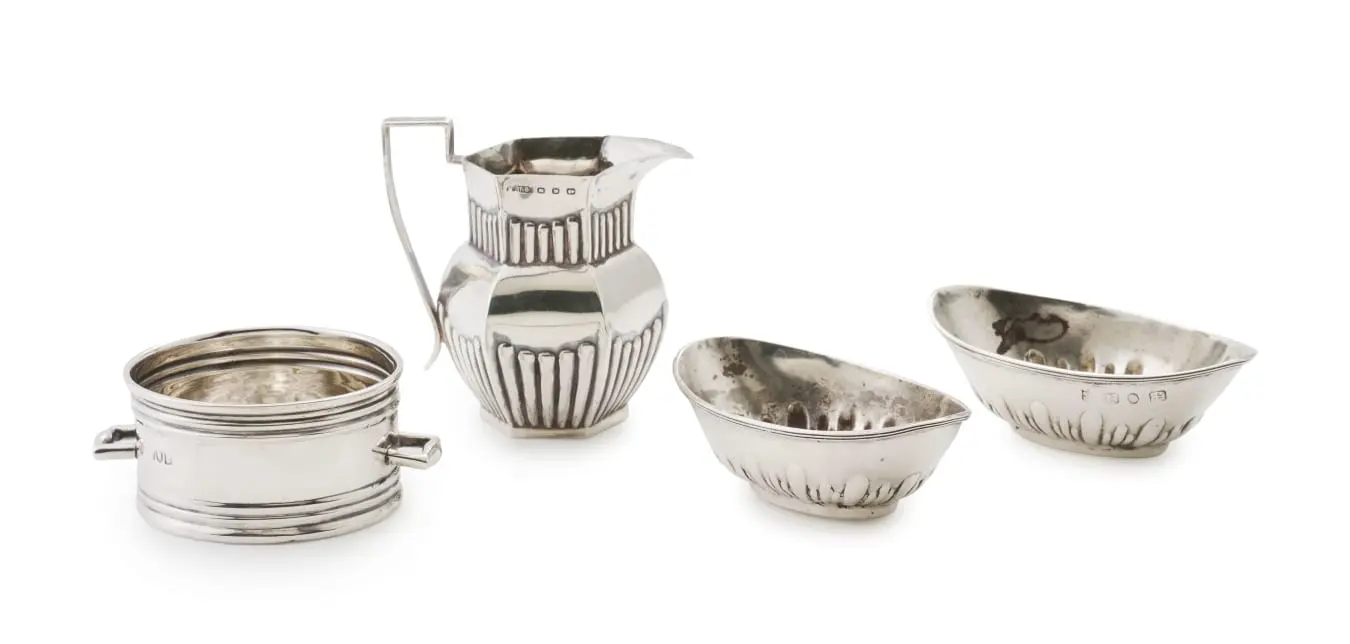 A pair of Victorian silver salts, maker's mark worn, Birmingham, 1893