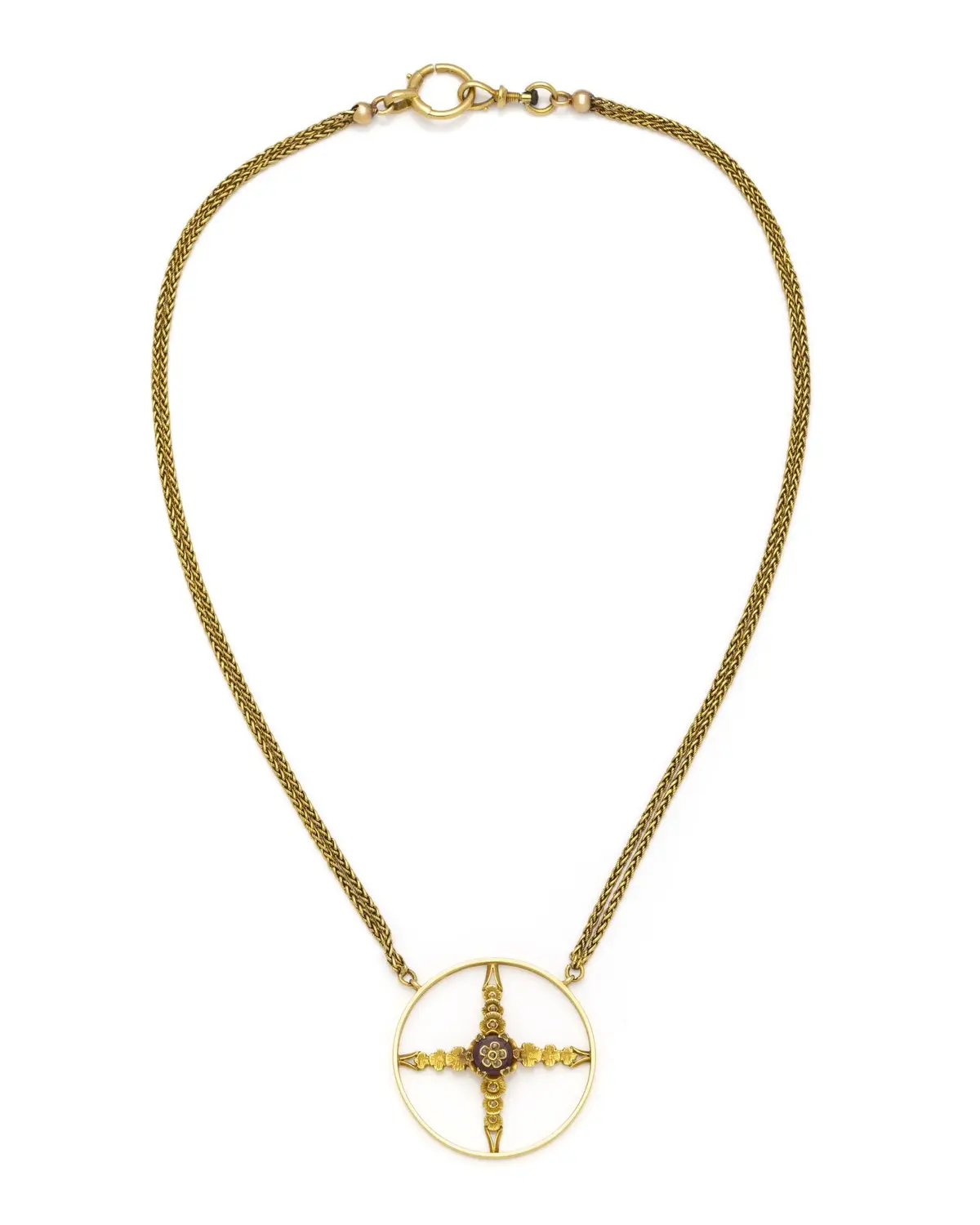 COLLIER CIBLE en or jaune 18K (750/1000) orné d'une croix fl - Lot 279