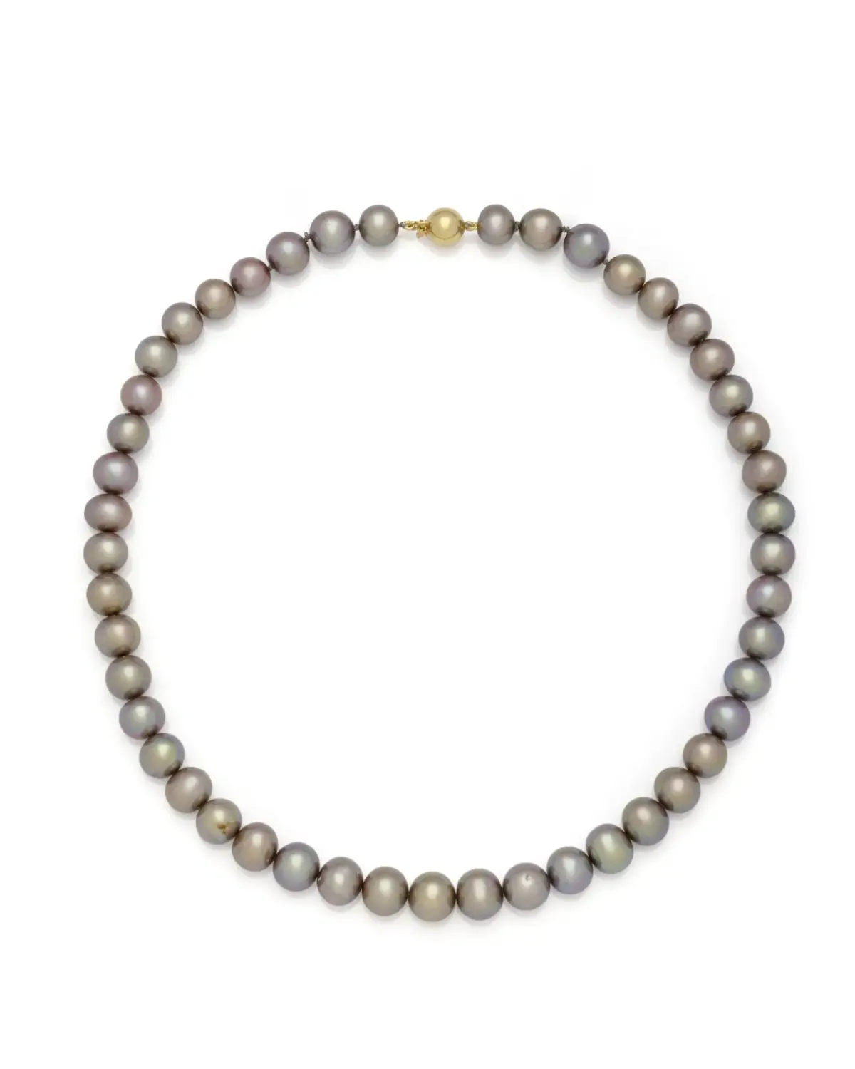 COLLIER formé de 47 perles grises de Tahiti, agrémenté d'un - Lot 251