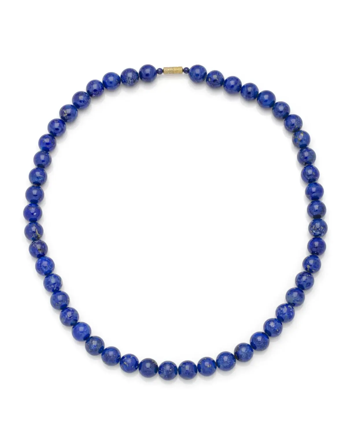 COLLIER formé de 50 perles de lapis lazuli, agrémenté d’un f - Lot 275
