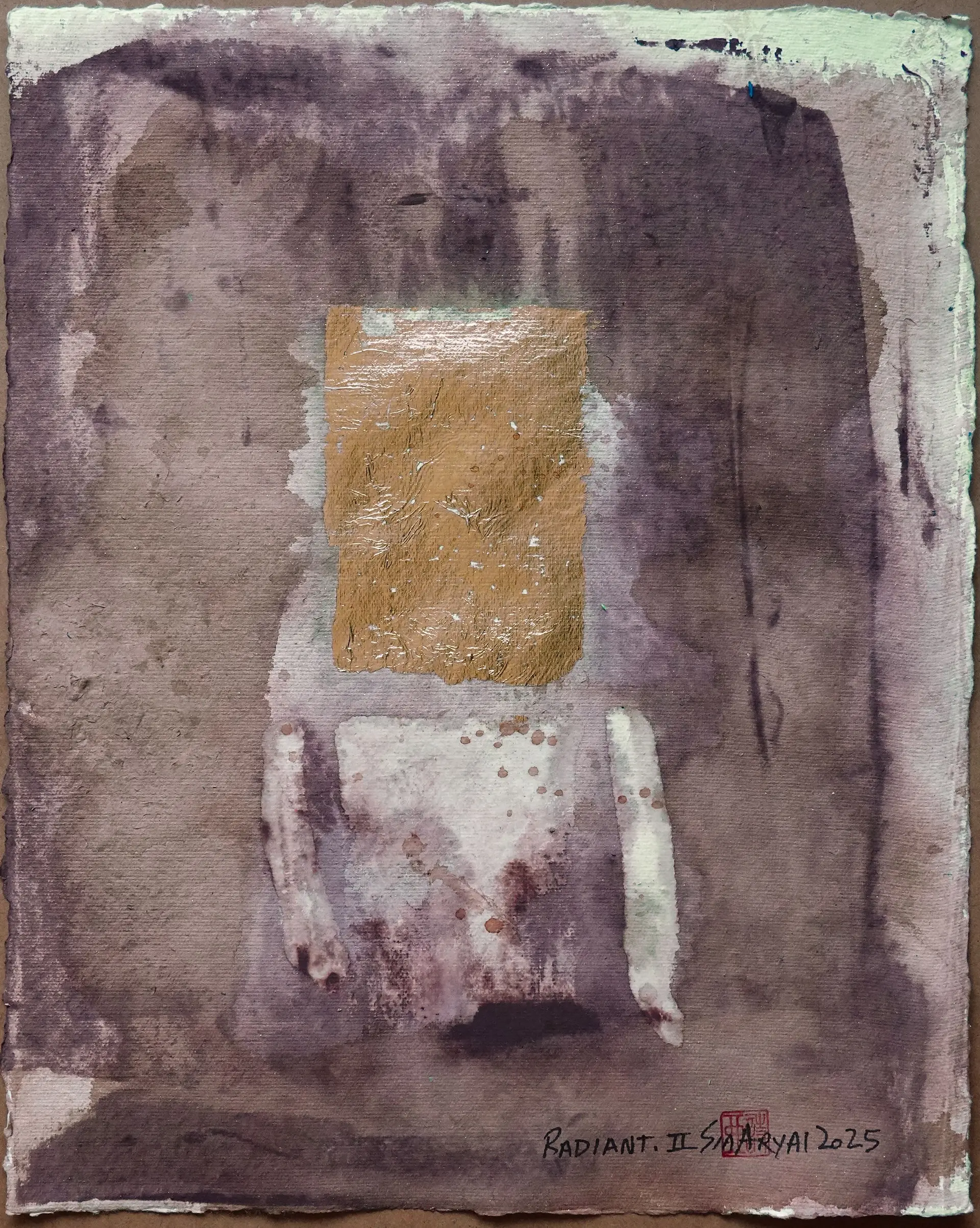 Radiant. II Framed gold leaf abstract painting - Sia aryai