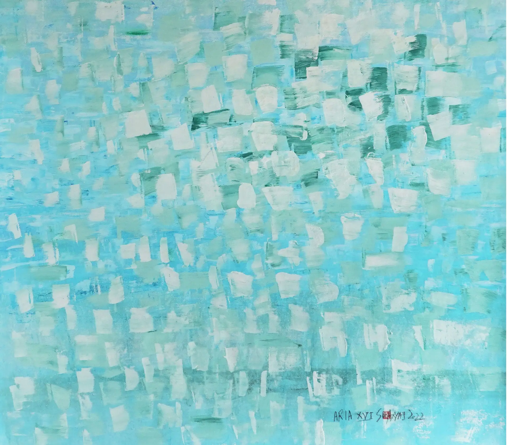 Aria. XVI One of a kind surreal blue painting - Sia aryai