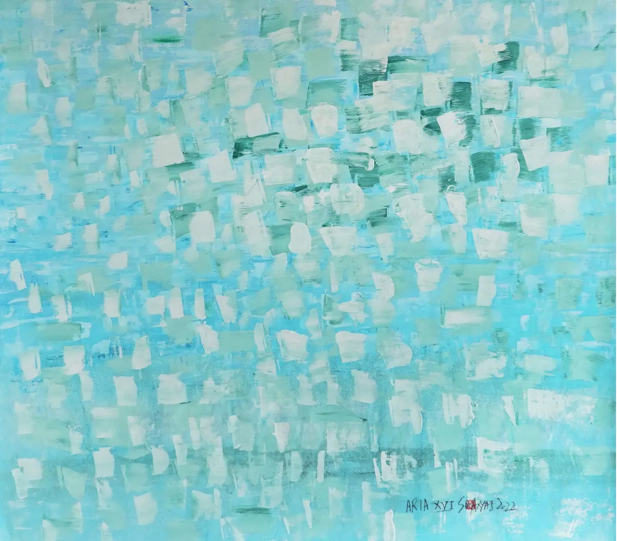 Aria. XVI One of a kind surreal blue painting - Sia aryai