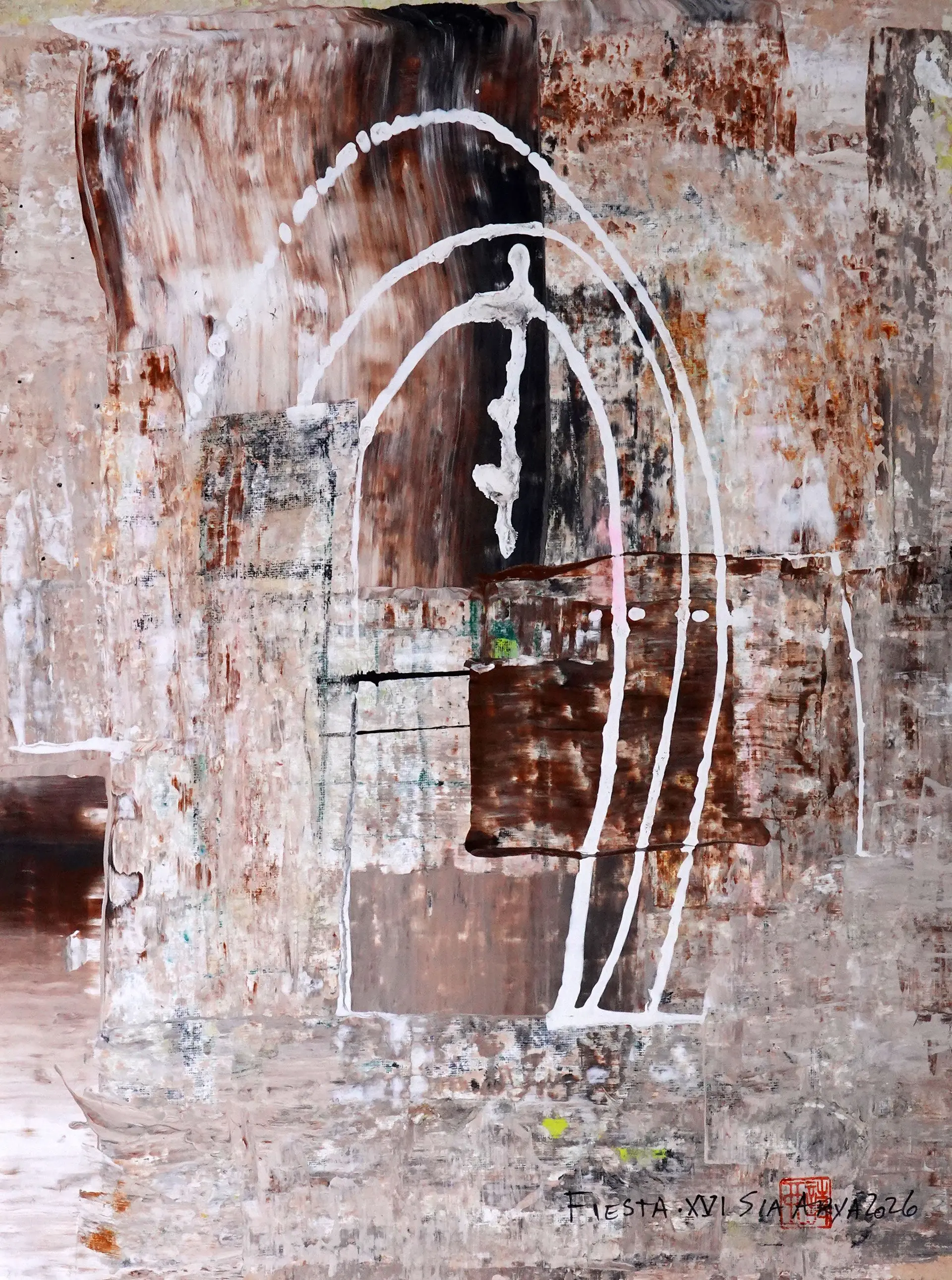 Fiesta. XVI White framed surreal painting - Sia aryai