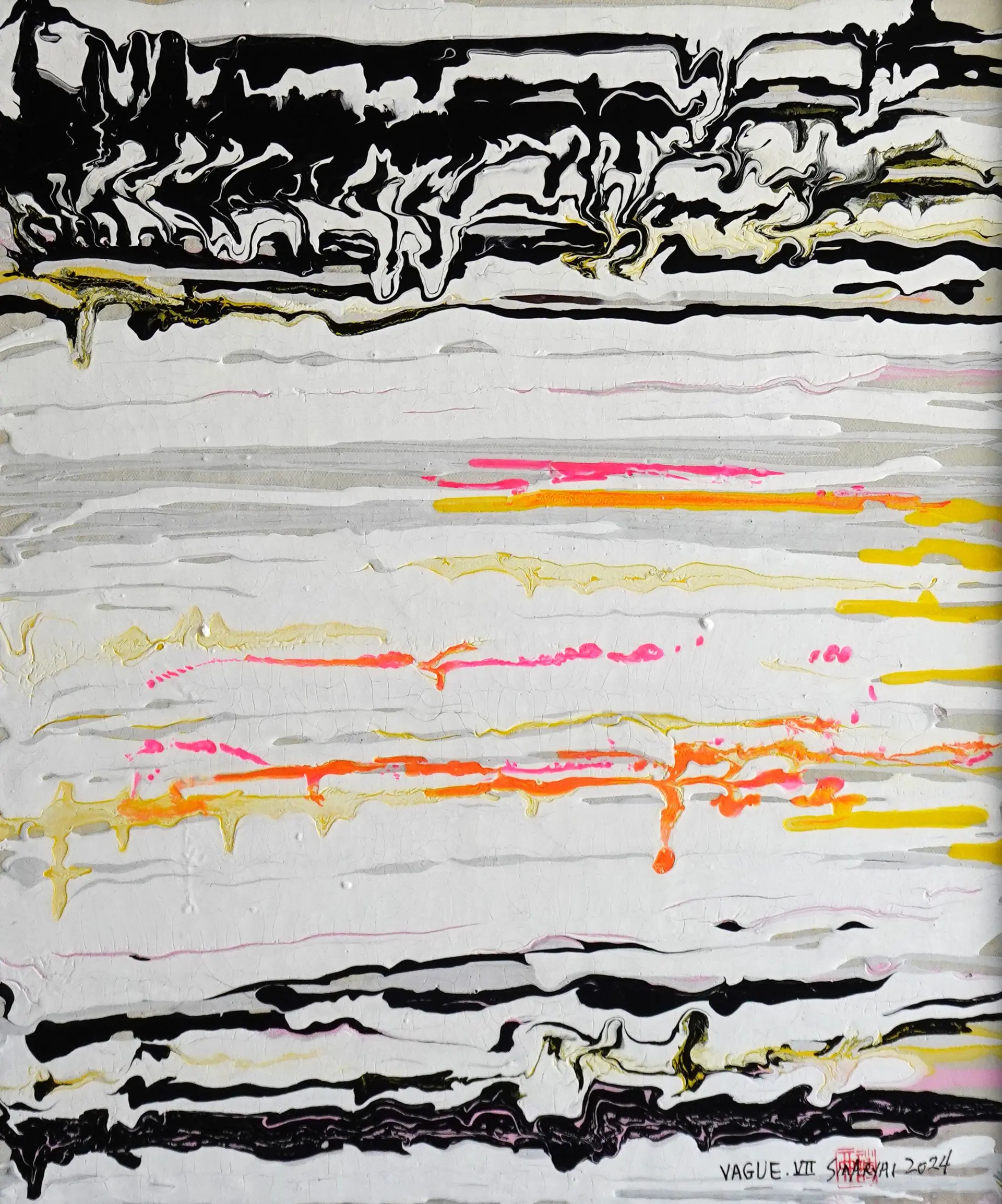 VAGUE. VII Abstract framed vibrant painting - Sia aryai