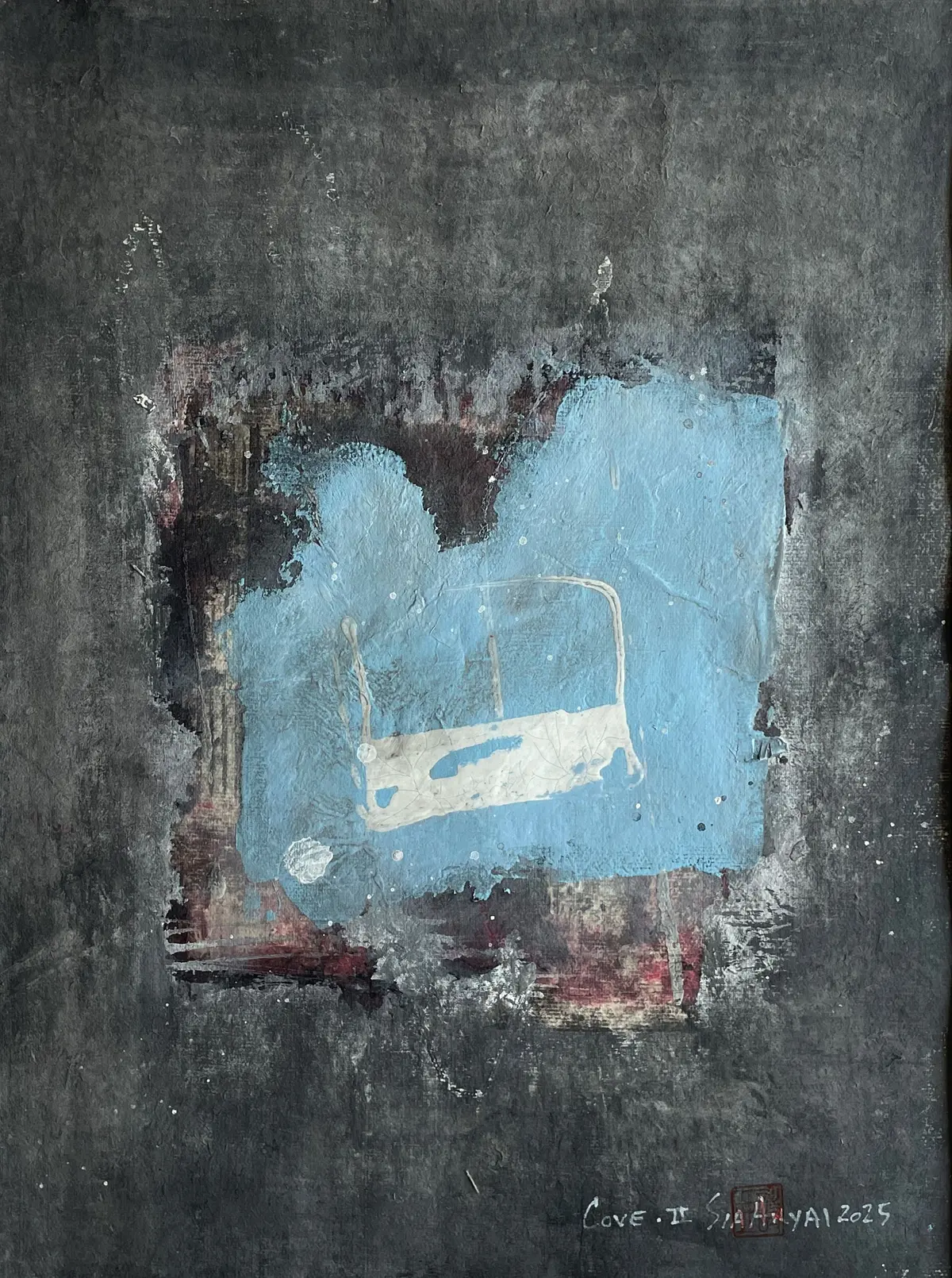 COVE.II Framed abstract surreal blue painting - Sia aryai
