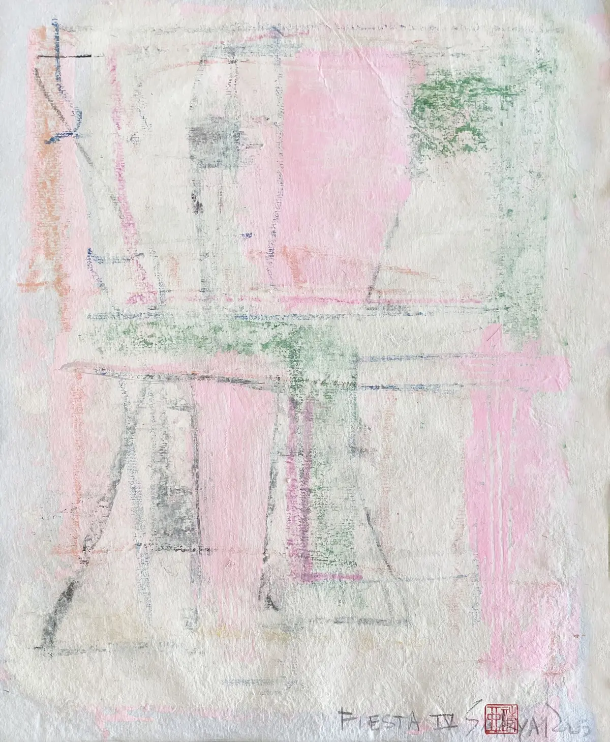 Fiesta. IV Framed abstract pink painting - Sia aryai
