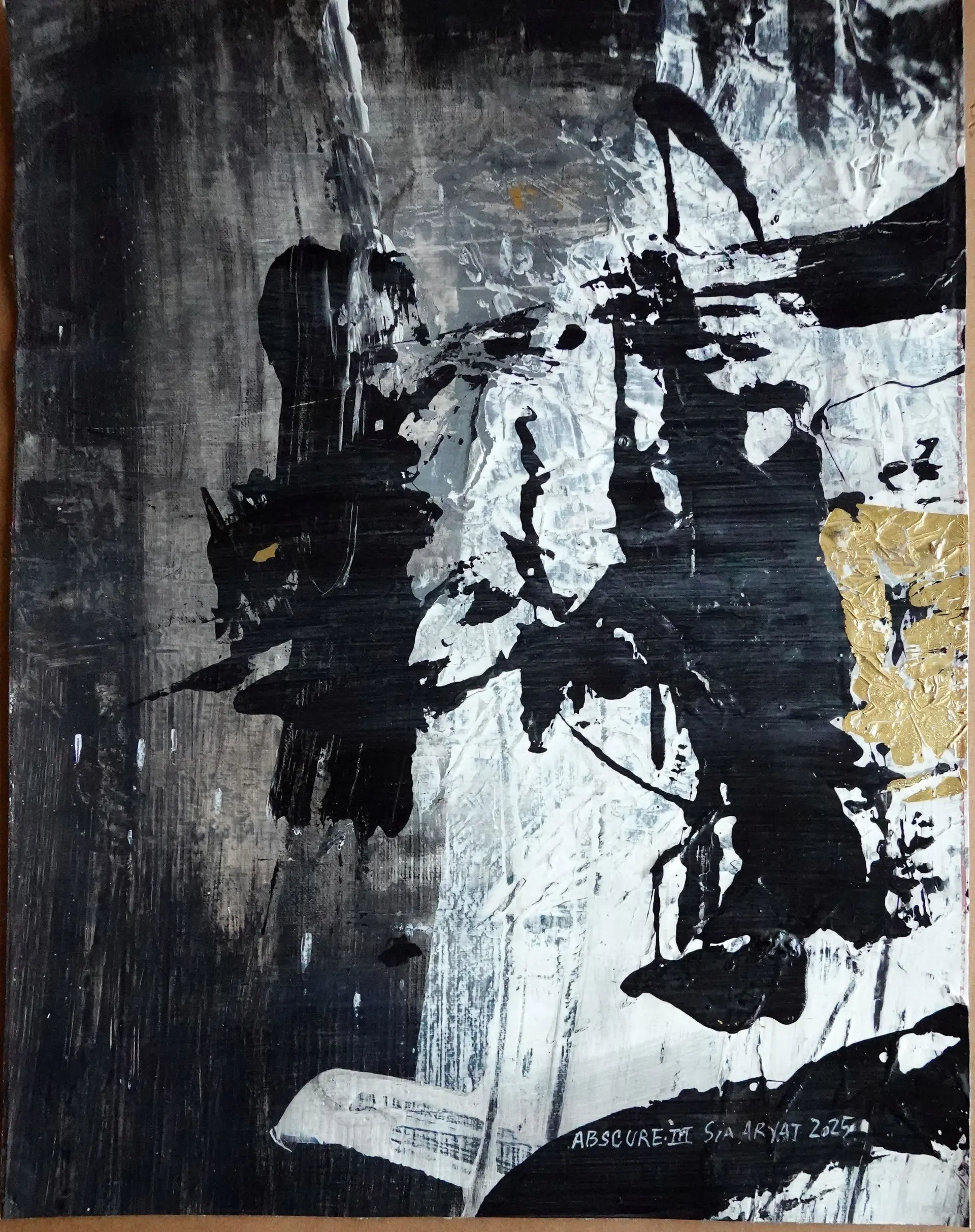 ABSCURE.III Gold framed gold leaf painting - Sia aryai