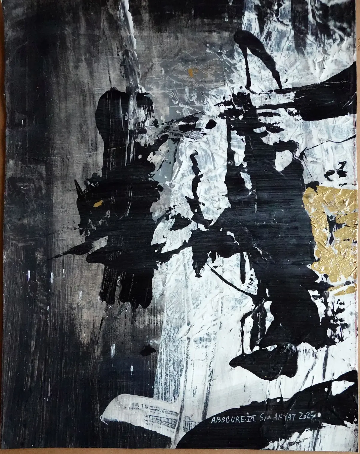 ABSCURE.III Gold framed gold leaf painting - Sia aryai