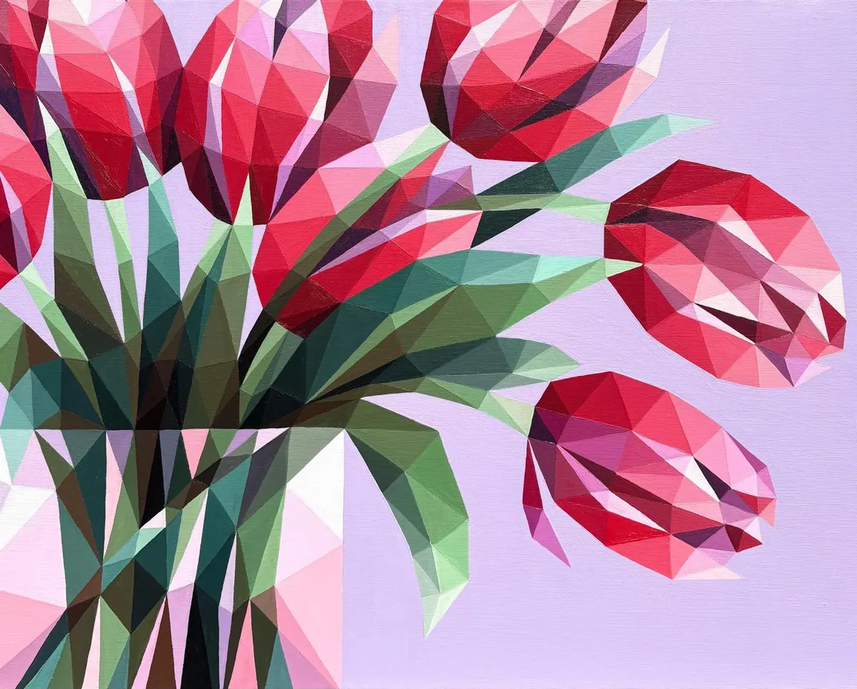RED TULIPS IN A VASE - Maria Tuzhilkina