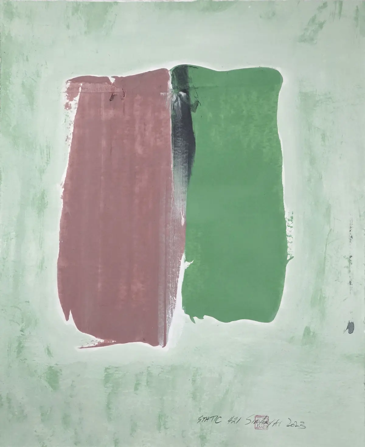Static 421 Framed abstract brown /green painting - Sia aryai