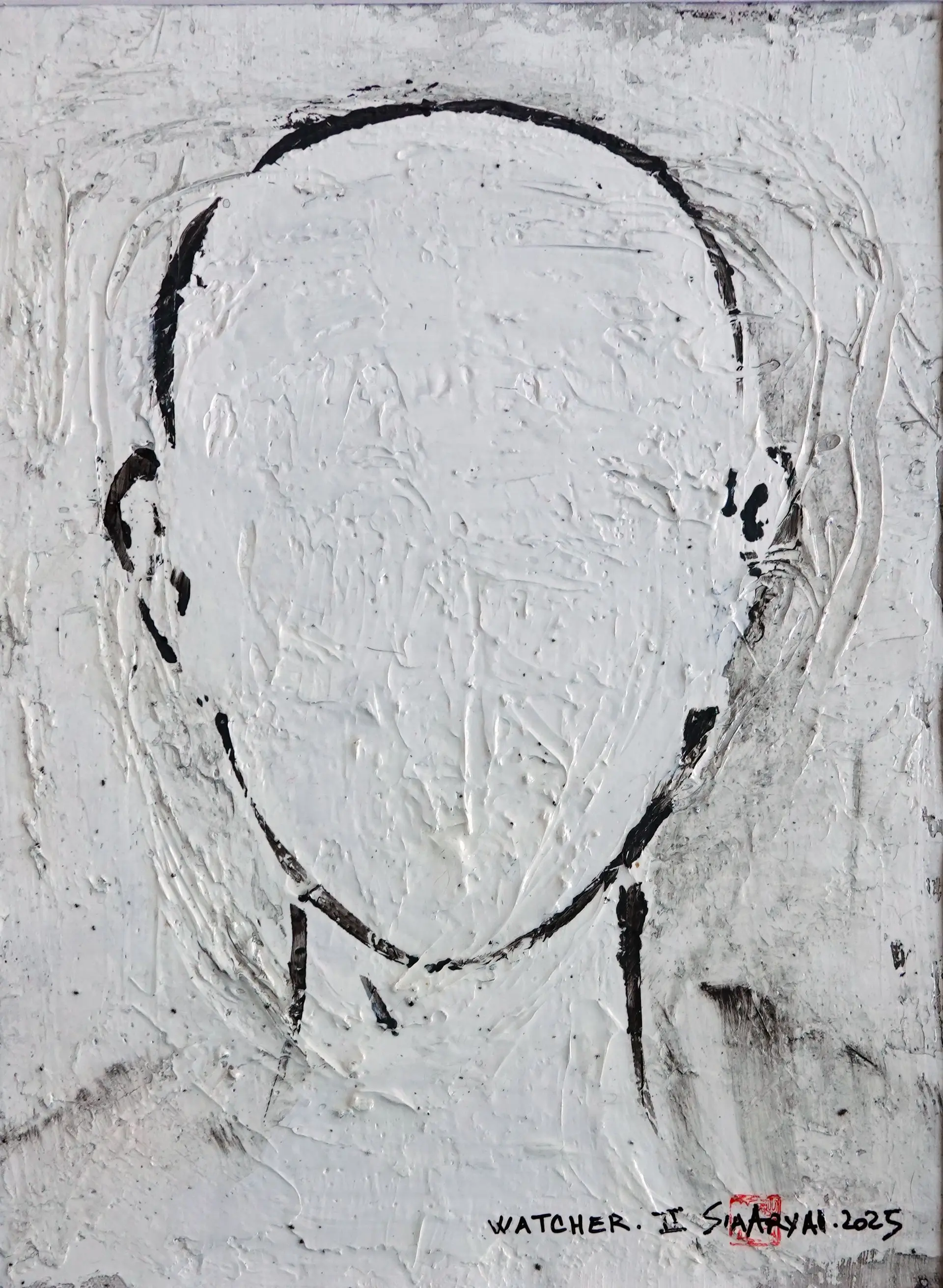 WACHER. II Framed surreal portrait canvas painting - Sia aryai