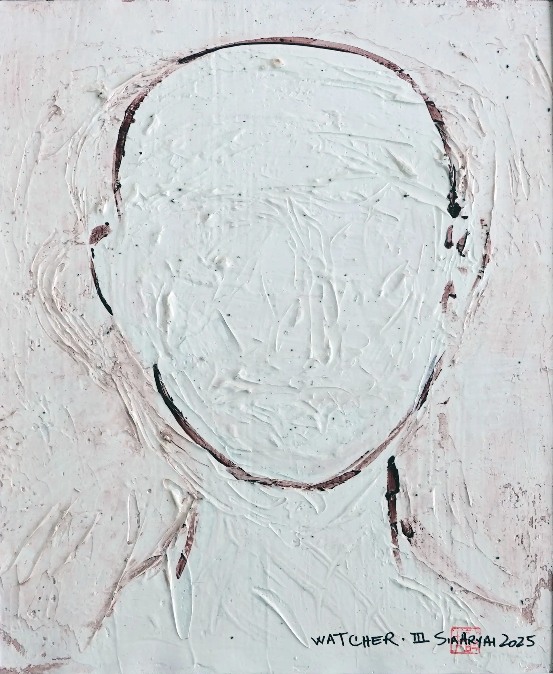 WATCHER. III surreal abstract framed painting - Sia aryai