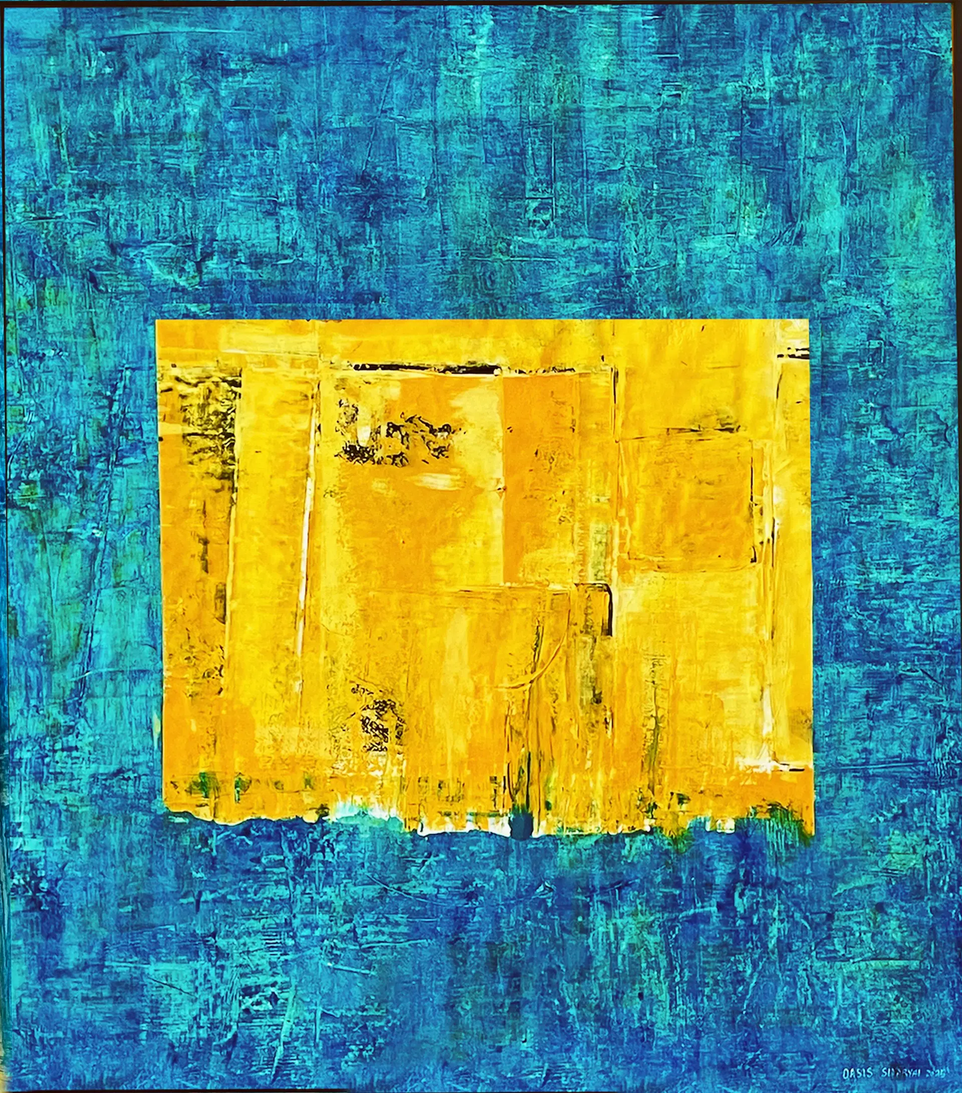 OASIS Abstract oversize yellow / blue painting - Sia aryai