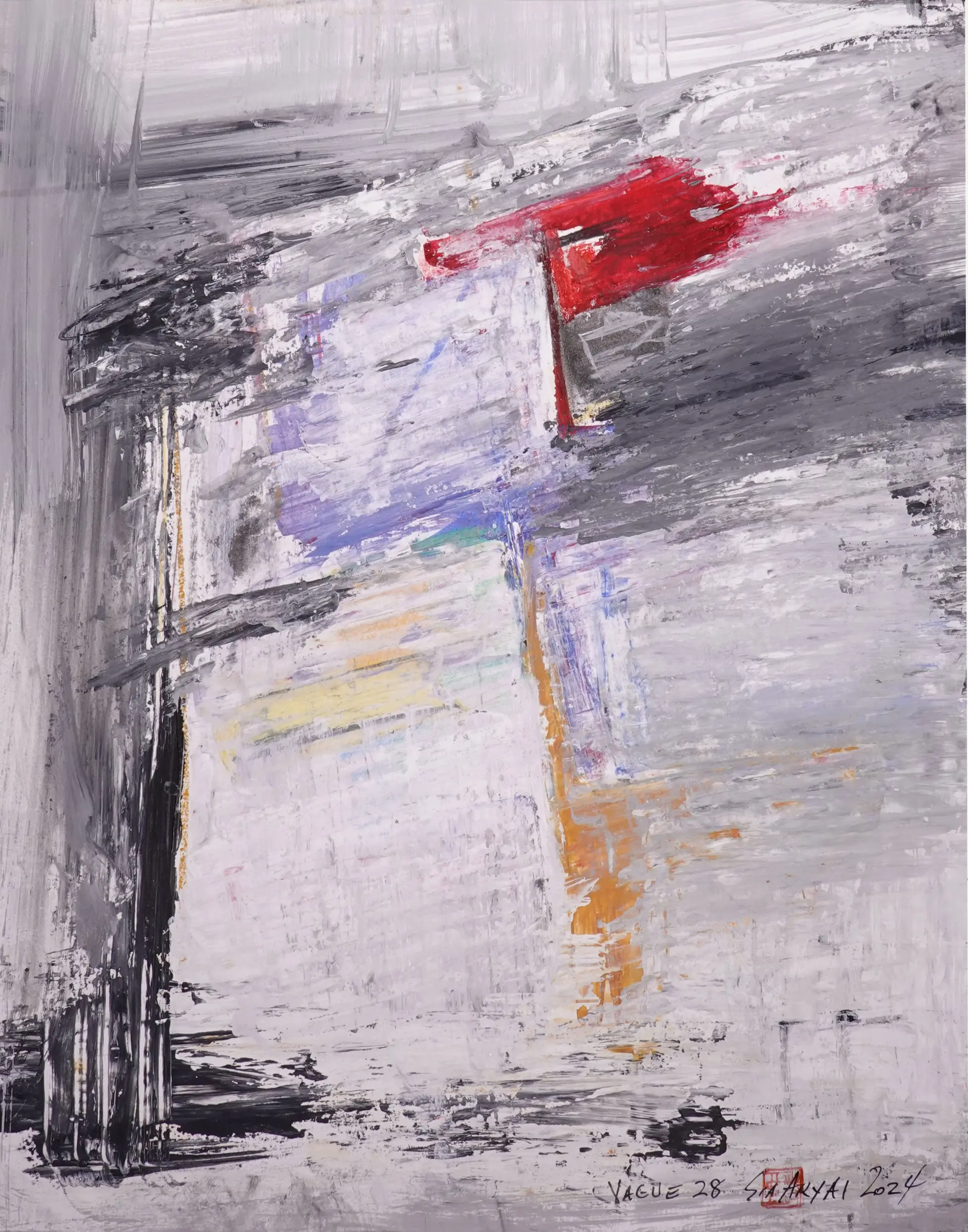 Vague. 28 Framed abstract one of a kind painting - Sia aryai