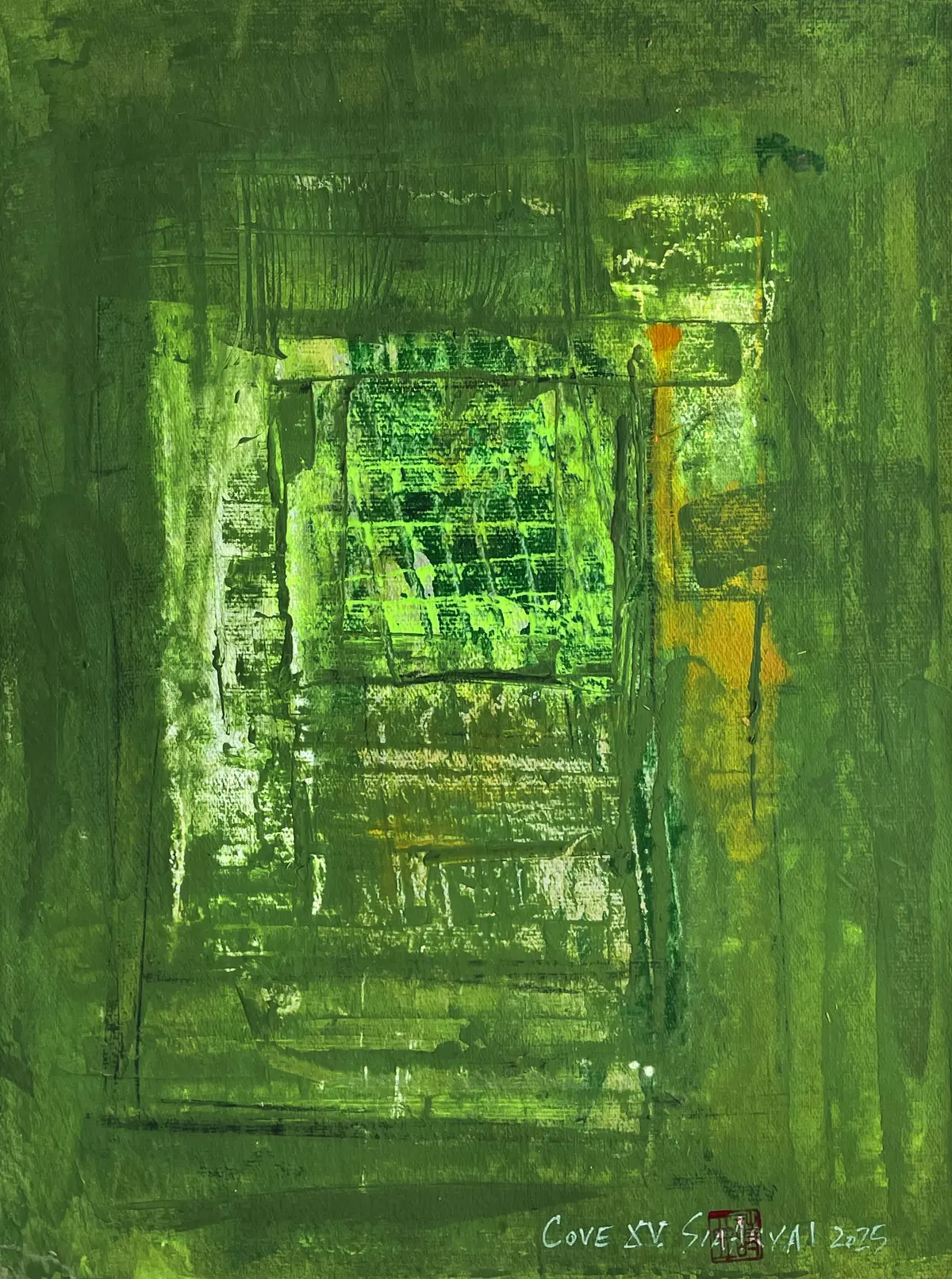 COVE.XV Framed surreal shades of green painting - Sia aryai