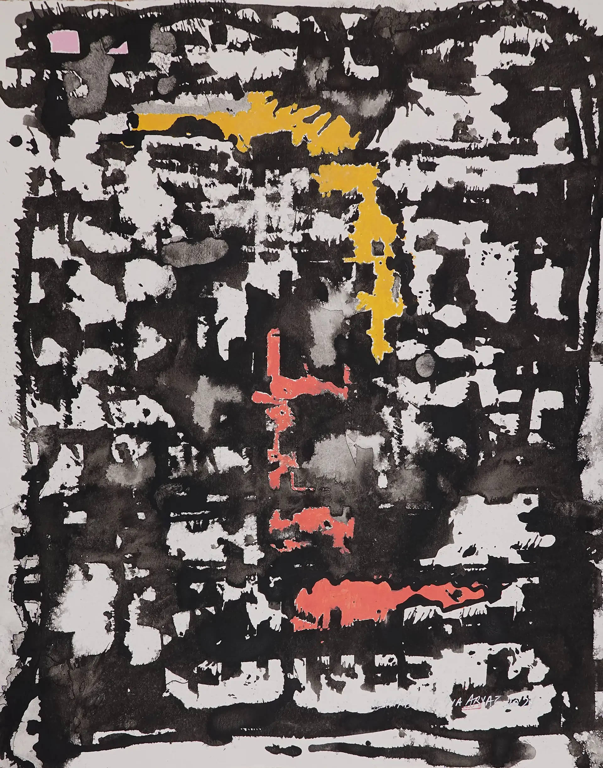 Hanabi. 26 White framed abstract painting - Sia aryai