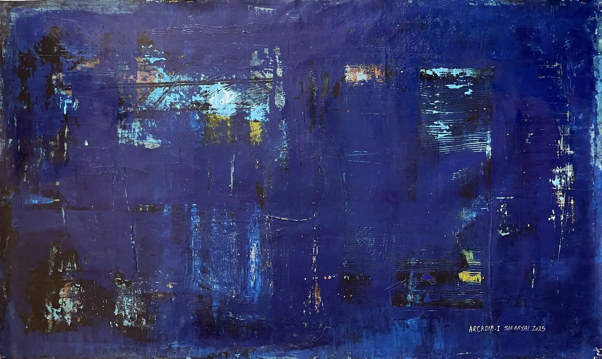 ARCIADIA. I Abstract surreal vibrant blue painting - Sia aryai