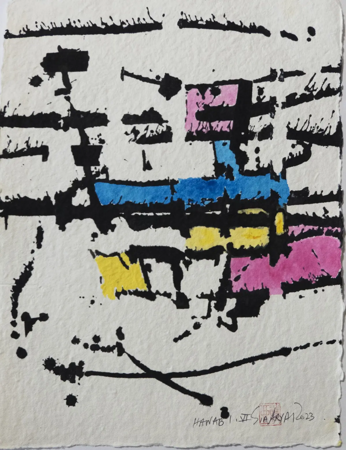 Hanabi. VI Framed abstract painting - Sia aryai